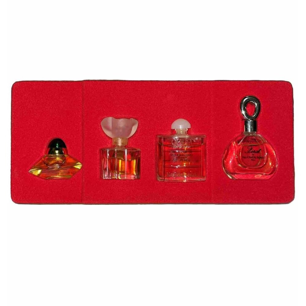 Vintage Miniature Parfum Coffret Set Volupte Oscar de la Renta YSL Opium First